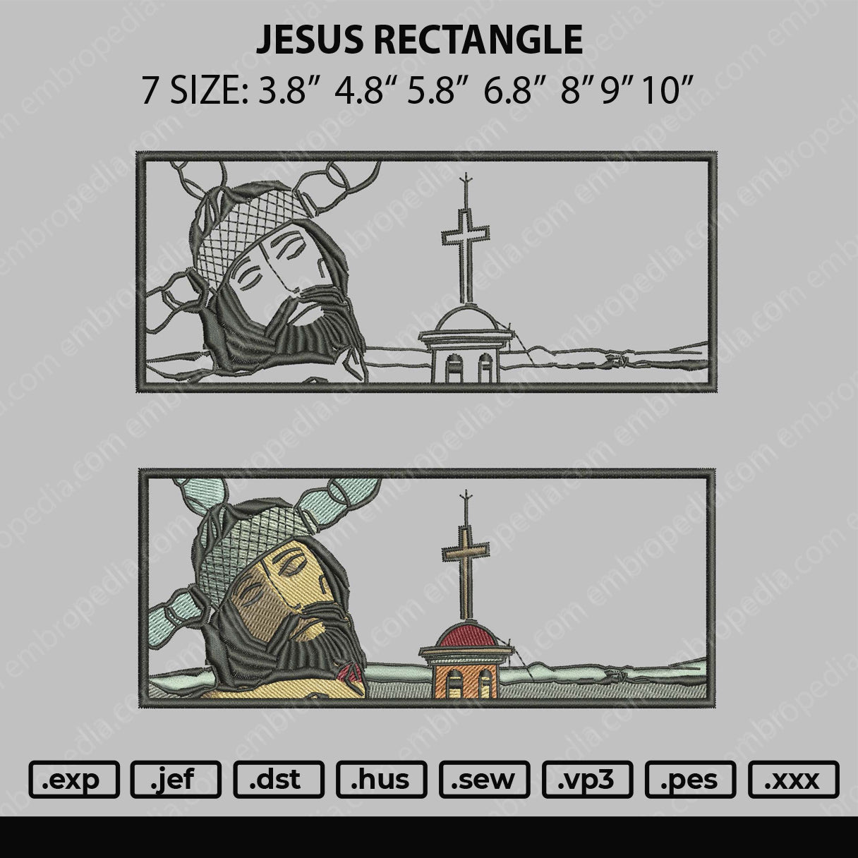 Jesus Rectangle Embroidery File 7 size 2 File