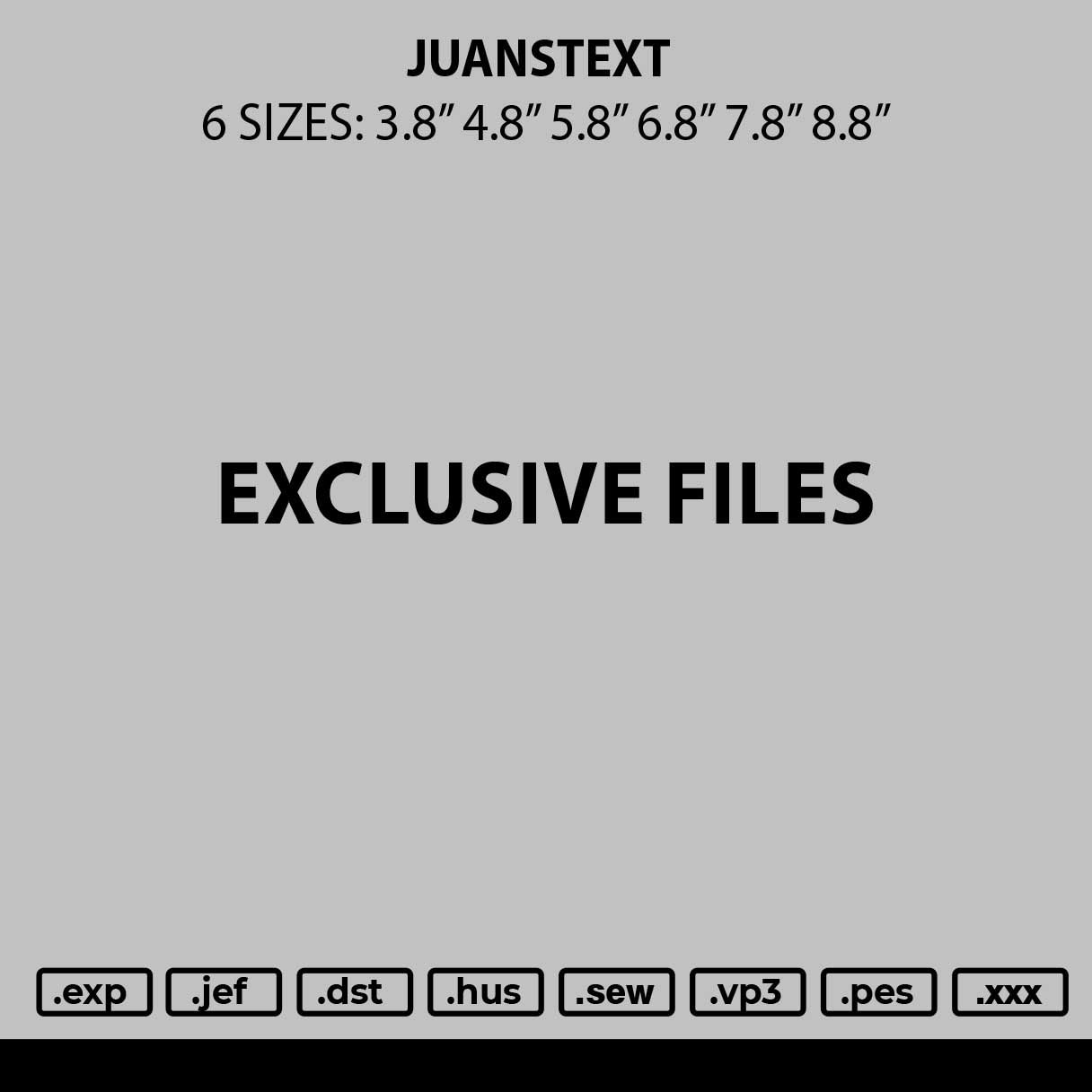 Juanstext Embroidery File 6 sizes