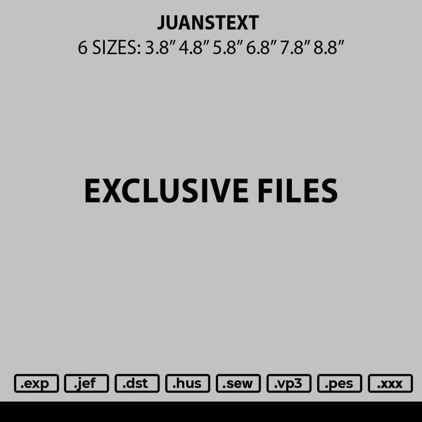 Juanstext Embroidery File 6 sizes