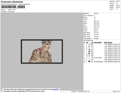 Jujutsu Rectangle Embroidery File 4 size