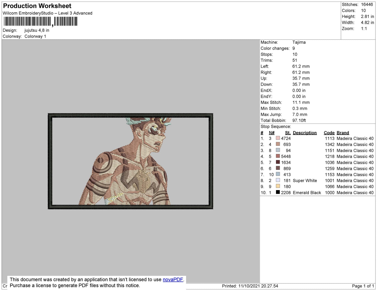 Jujutsu Rectangle Embroidery File 4 size
