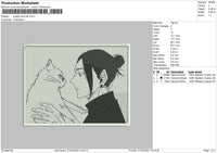 Jujutsu And Cat Embroidery File 4 size