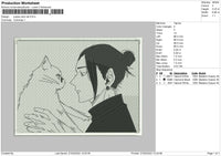 Jujutsu And Cat Embroidery File 4 size