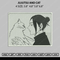 Jujutsu And Cat Embroidery File 4 size