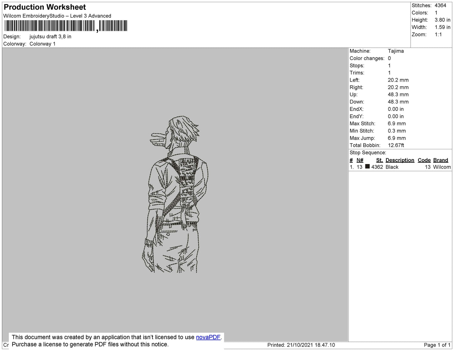 Jujutsu Draft Embroidery File 4 size