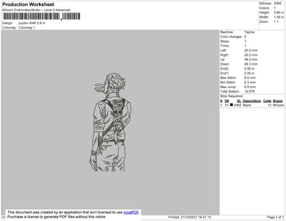 Jujutsu Draft Embroidery File 4 size