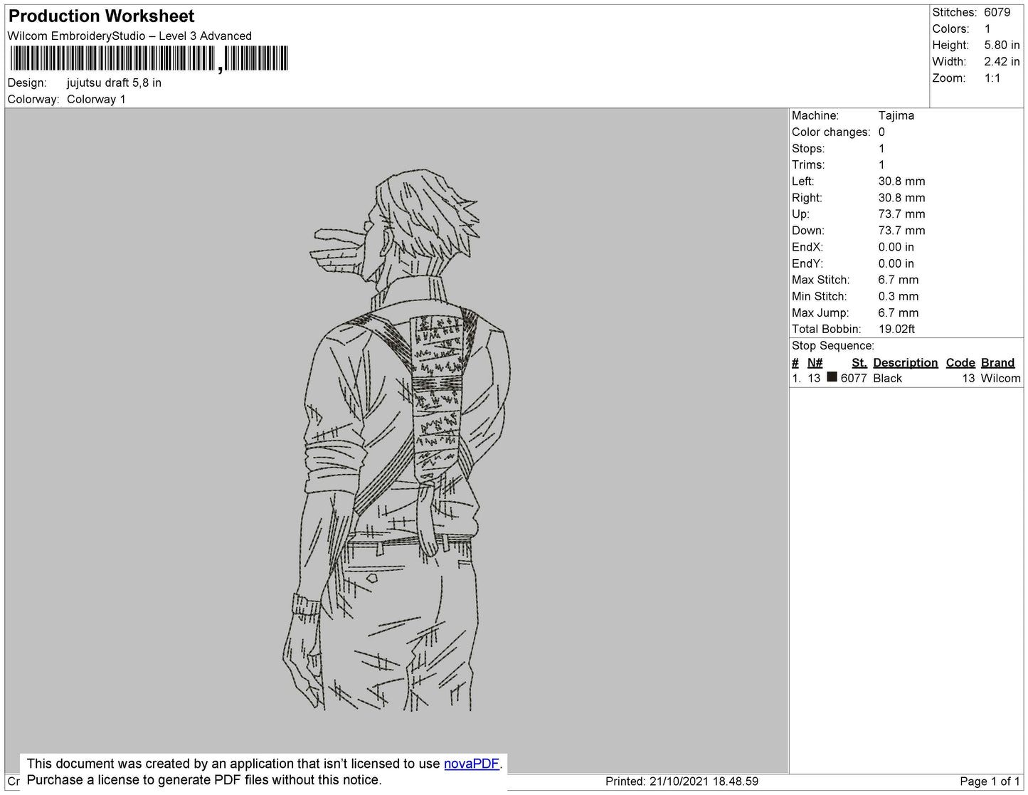 Jujutsu Draft Embroidery File 4 size