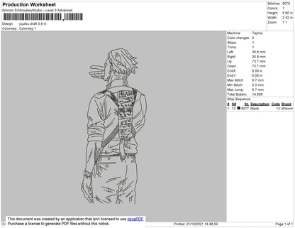 Jujutsu Draft Embroidery File 4 size