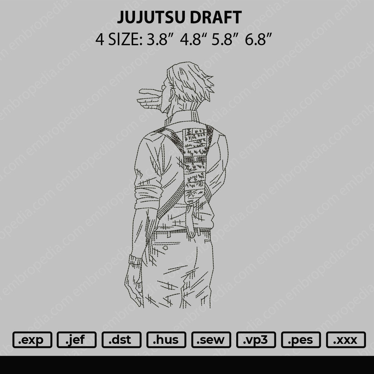 Jujutsu Draft Embroidery File 4 size