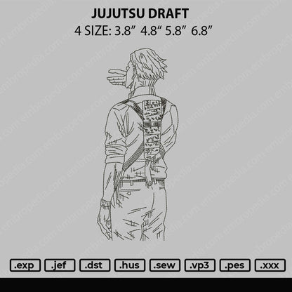 Jujutsu Draft Embroidery File 4 size