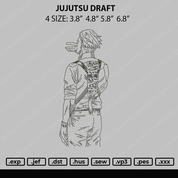 Jujutsu Draft Embroidery File 4 size
