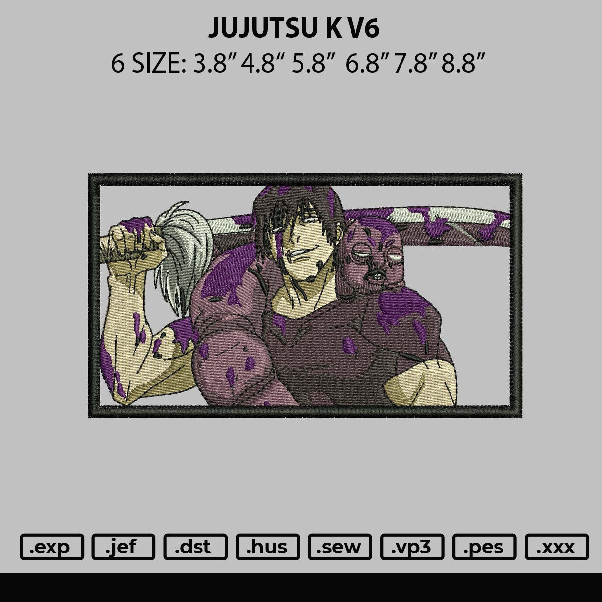 Jujutsu K V6 Embroidery File 6 Sizes