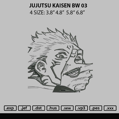 Jujutsu Kaisen BW 03 Embroidery File 4 size