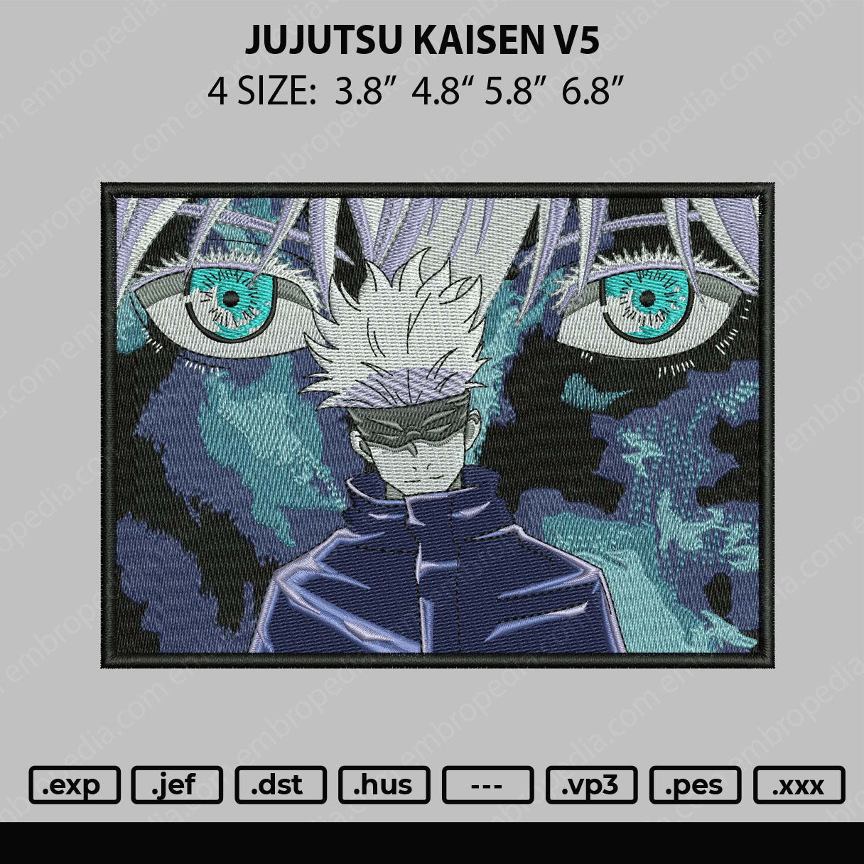 Jujutsu Kaisen V5 Embroidery File 4 size