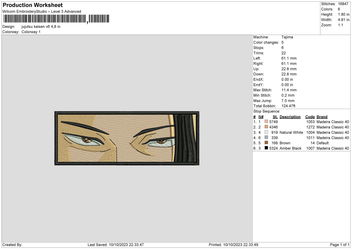 Jujutsu Kv6 Embroidery File 6 sizes