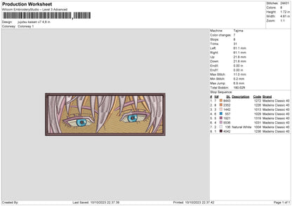 Jujutsu Kv7 Embroidery File 6 sizes