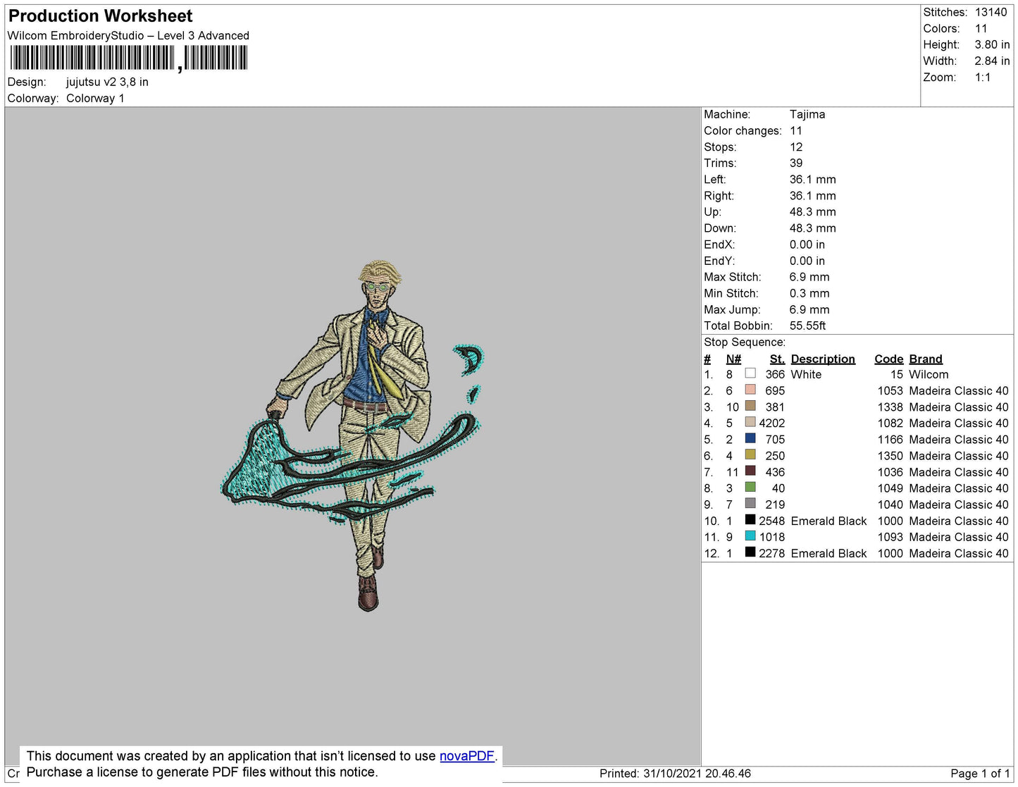 Jujutsu V2 Embroidery File 4 size