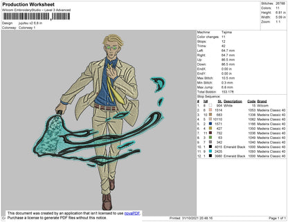 Jujutsu V2 Embroidery File 4 size
