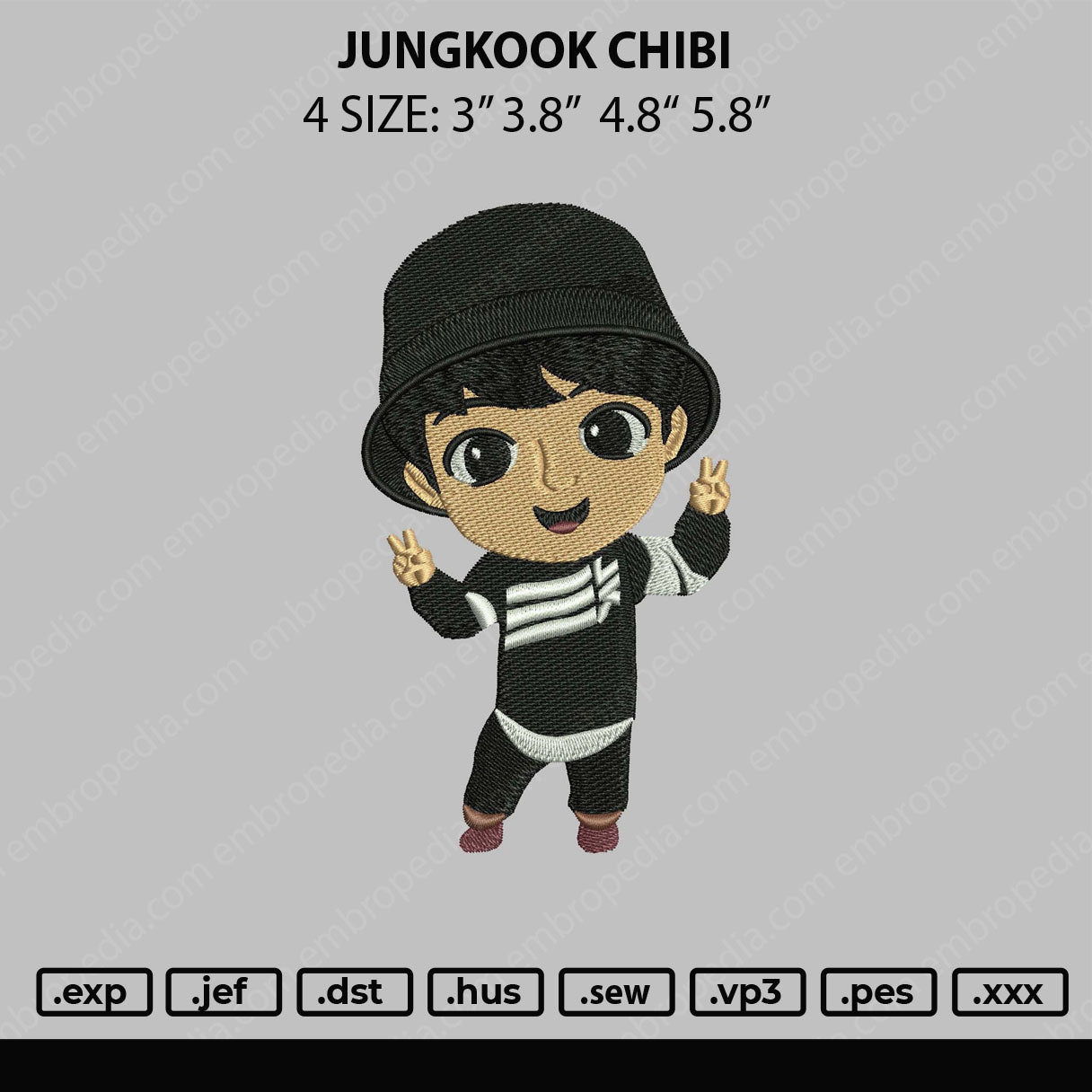 Jungkook Chibi Embroidery File 4 size