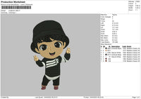 Jungkook Chibi Embroidery File 4 size