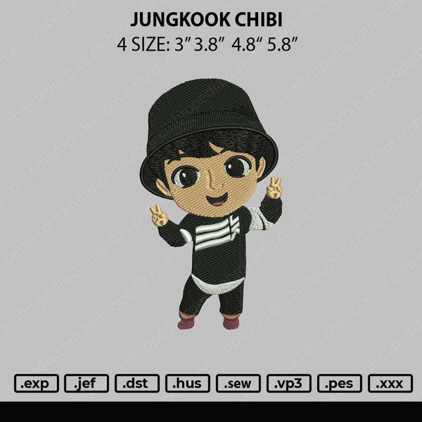 Jungkook Chibi Embroidery File 4 size