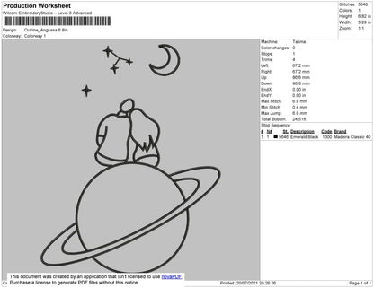 Jupiter Outline Embroidery File 4 size