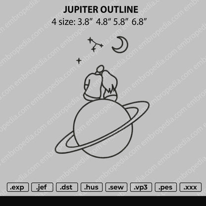 Jupiter Outline Embroidery File 4 size