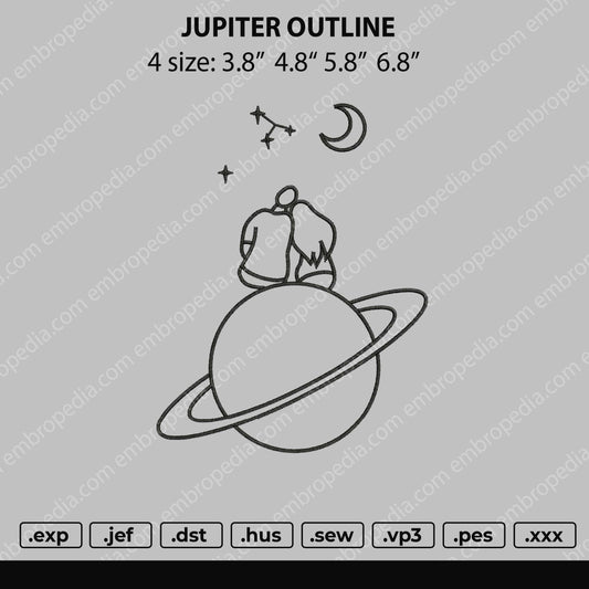 Jupiter Outline Embroidery File 4 size