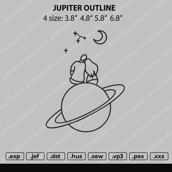 Jupiter Outline Embroidery File 4 size