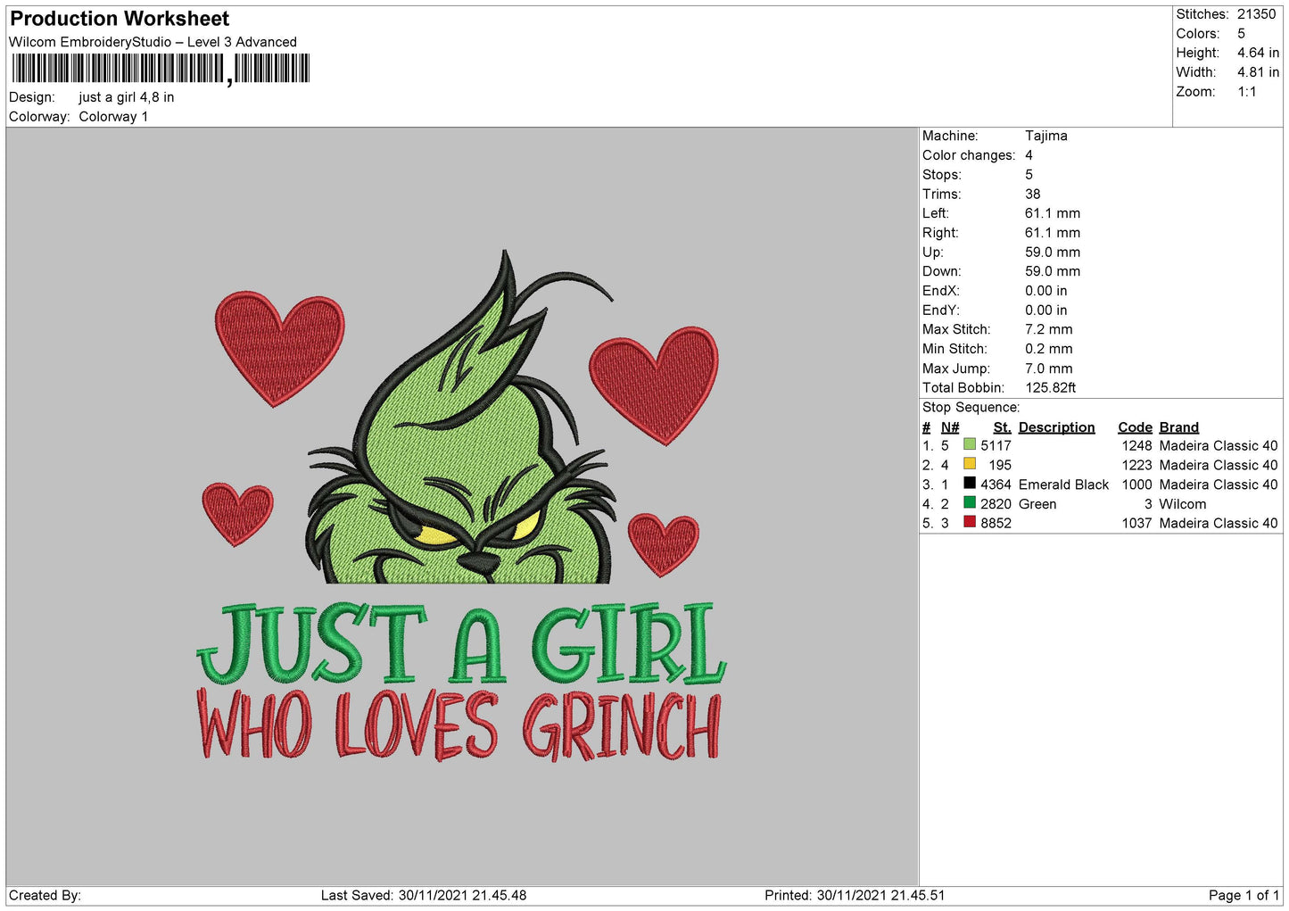 Just A Girl Embroidery File 4 size