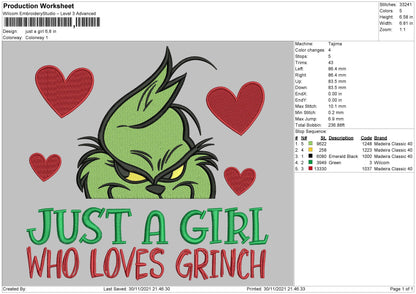 Just A Girl Embroidery File 4 size
