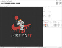 Just Do It Clown Embroidery File 4 size