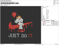 Just Do It Clown Embroidery File 4 size