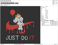 Just Do It Clown Embroidery File 4 size