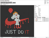 Just Do It Clown Embroidery File 4 size
