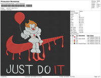 Just Do It Clown Embroidery File 4 size