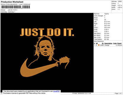 Just Do It Swoosh michael Embroidery File 4 size