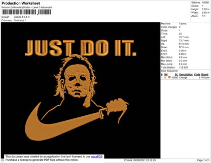 Just Do It Swoosh michael Embroidery File 4 size
