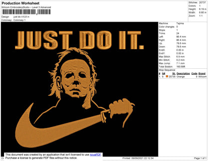 Just Do It Swoosh michael Embroidery File 4 size