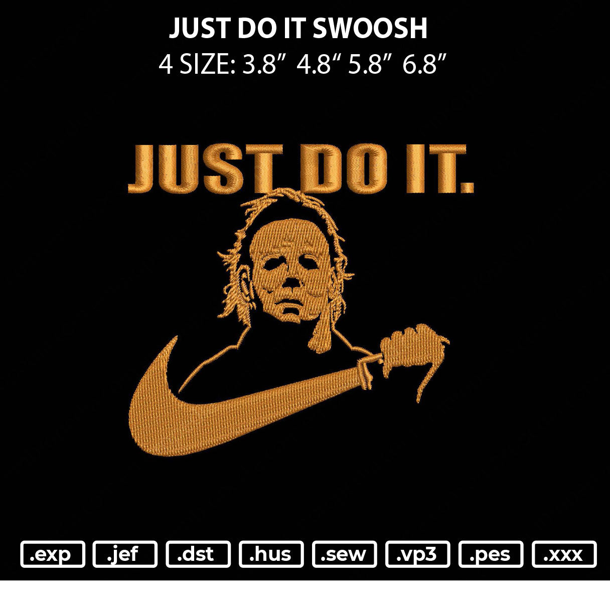 Just Do It Swoosh michael Embroidery File 4 size