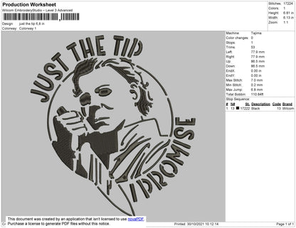 Just The Tip Embroidery File 4 size