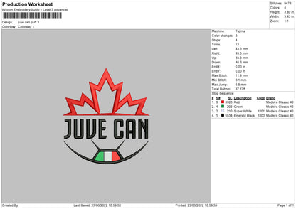 Juve Can Puff, Patch, Regular Embroidery 3 Files
