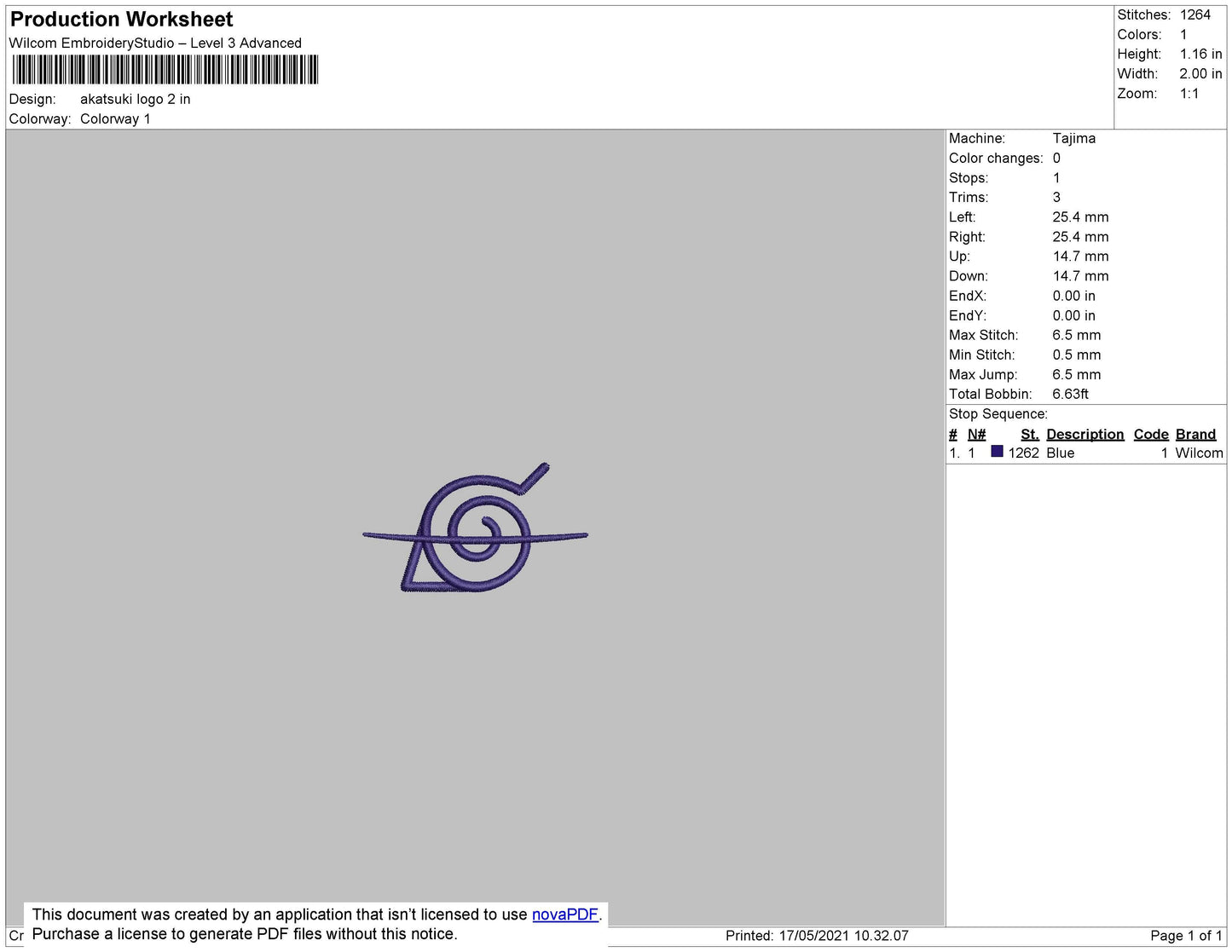 Konoha Logo 02 Embroidery File 5 size