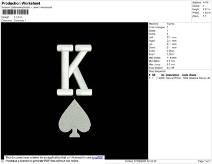K Embroidery File 4 size