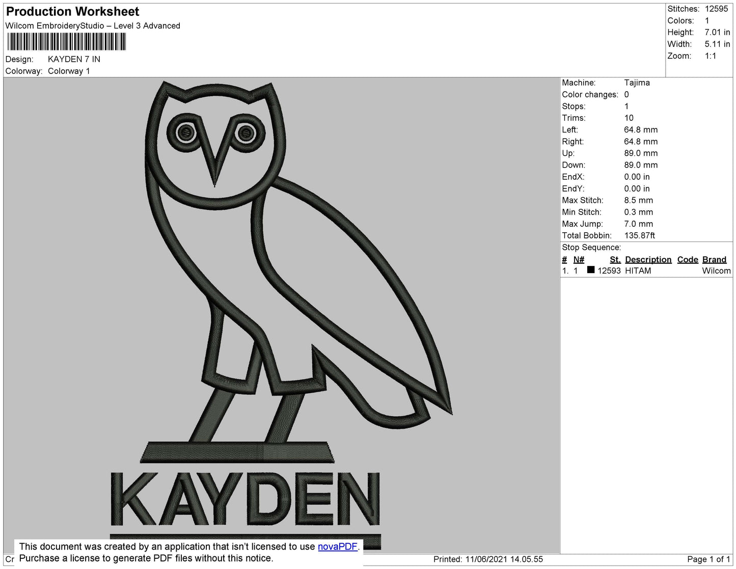 Kayden Embroidery File 3 size