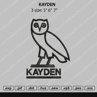 Kayden Embroidery File 3 size