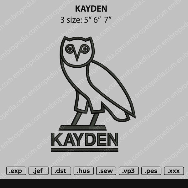 Kayden Embroidery File 3 size