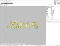 Karol G text Embroidery File 4 size
