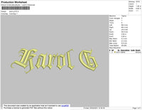 Karol G text Embroidery File 4 size