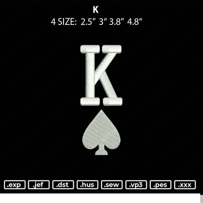 K Embroidery File 4 size